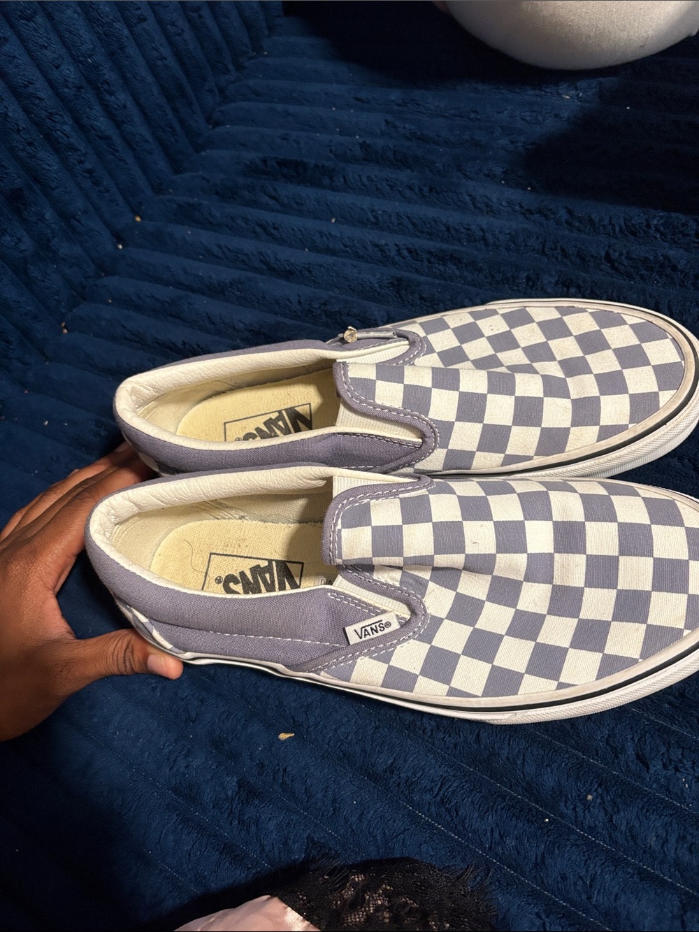 Vans Classic Slip-On Checkerboard — Light Purple & White